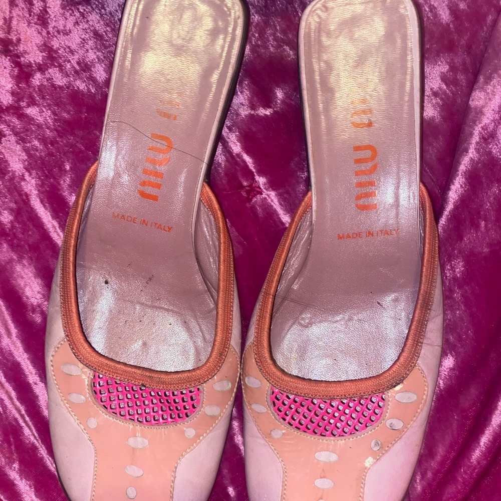 Pink miumiu kitten heels